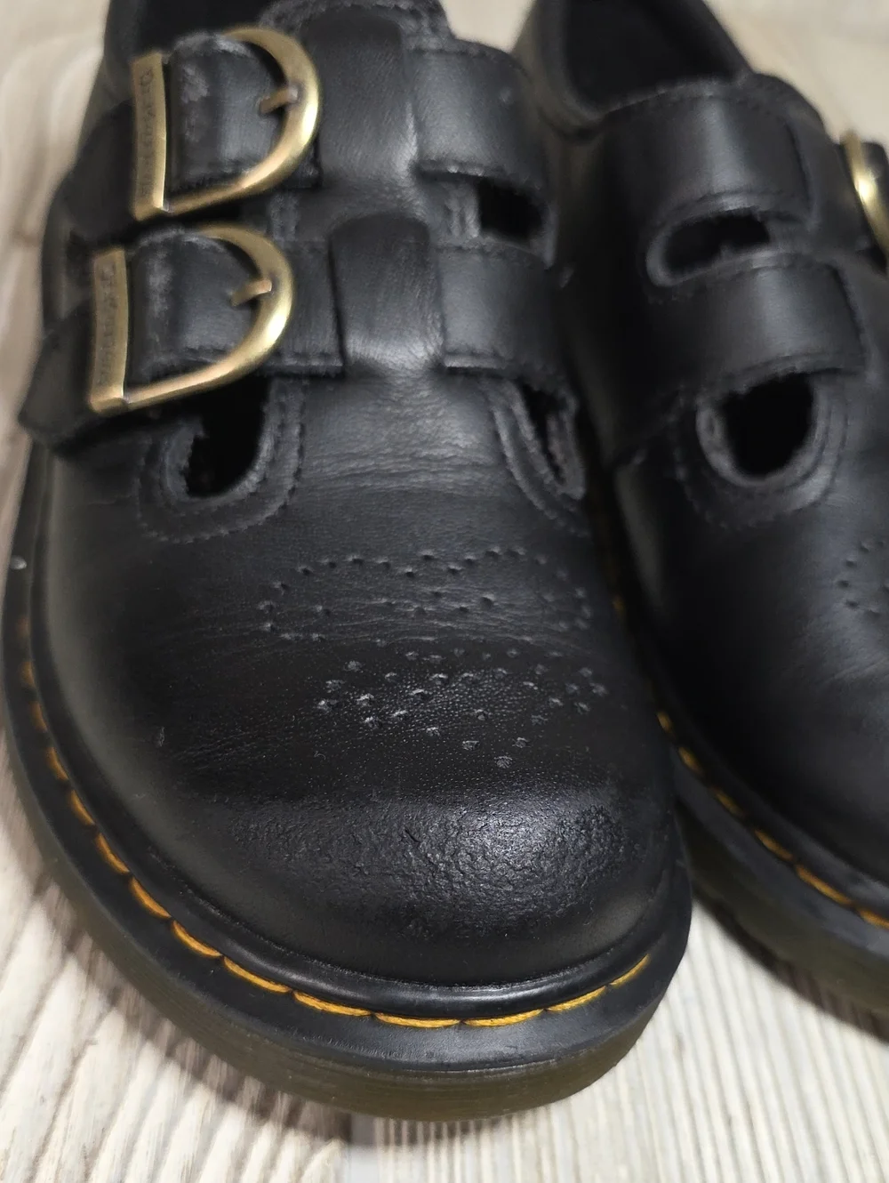 Dr. Martens Kids 8065 Black Leather Mary Jane Shoes Kids Size 13